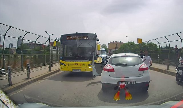 Ataşehir'de trafikte tartıştığı bıçaklı saldırgana yangın tüpüyle müdahale etti