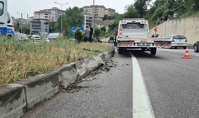 Bartın'da otomobil takla attı: 1 yaralı
