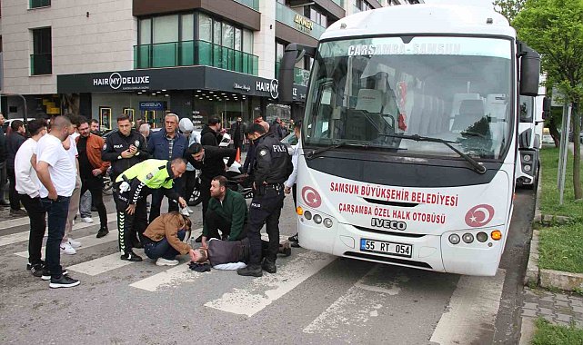 Samsun'da halk otobüsünün çarptığı yaya yaralandı