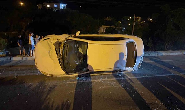 Takla atan araçtan burnu bile kanamadan çıktı