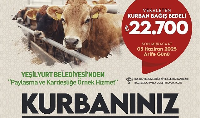Yeşilyurt Belediyesi'nden kurban bağışı hizmeti