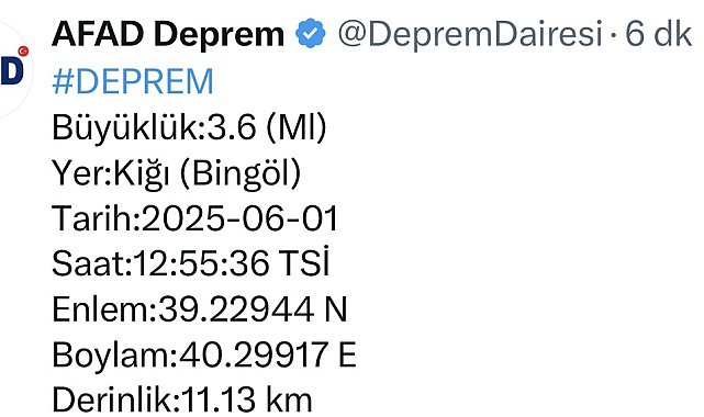 Bingöl'de bir deprem daha