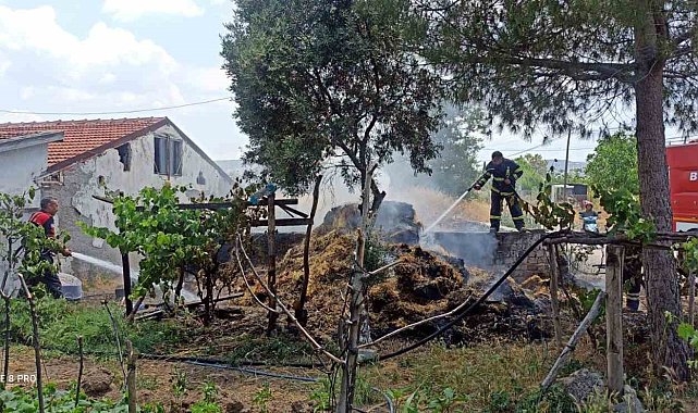 Burdur'da 1 ton saman balyası yandı