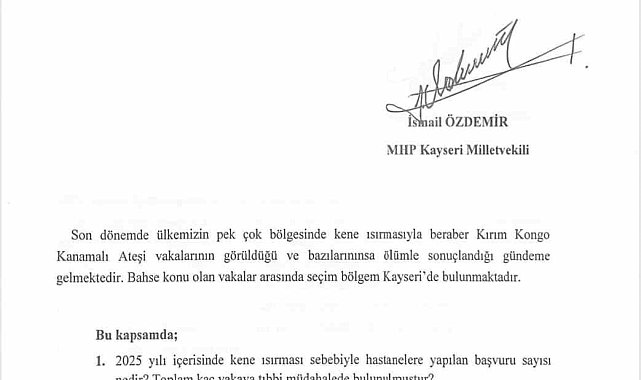 MHP'li Özdemir'den kene ısırığına soru önergesi