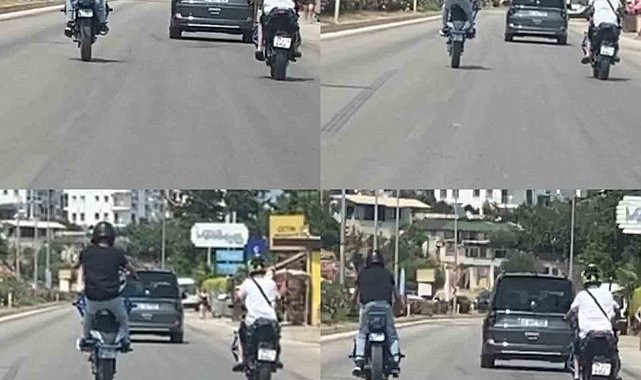 Motosikletli sürücüden D-400 karayolunda tehlikeli hareketler