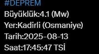 Osmaniye'de 4.1 büyüklüğünde deprem