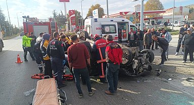 Çorum'da takla atan otomobilim sürücüsü yaralandı
