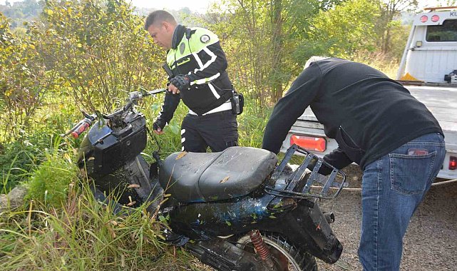 Ordu'da dere yatağında terk edilmiş motosiklet bulundu