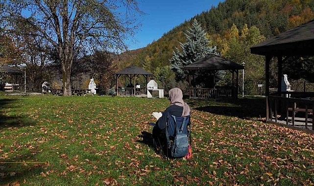 Türkiye'nin tek "cadı kazanı" şelalesinde sonbahar manzaraları