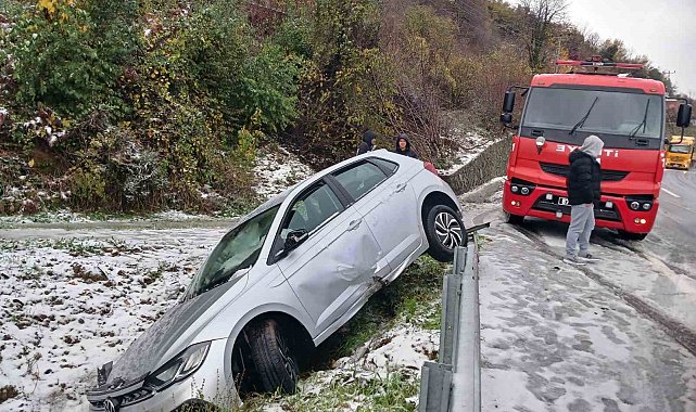 Alaplı'da otomobil yoldan çıktı