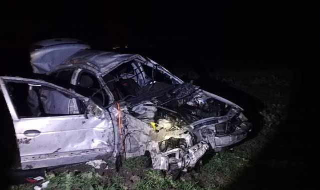 Bandırma'da otomobil domuza çarpıp takla attı: 1 ölü, 1 yaralı