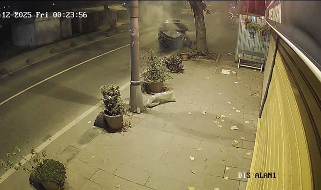 Beykoz'da ehliyetsiz sürücünün kullandığı otomobil ağaca çarpıp yola savruldu: 2 yaralı