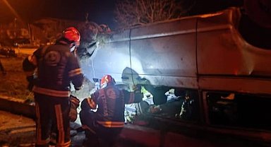 Yoldan çıkan otomobil ters döndü; 1 yaralı