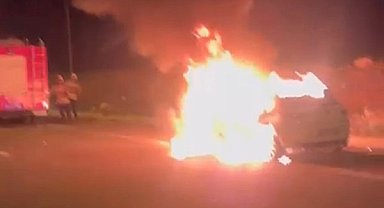 Hatay'da otomobil alevlere teslim oldu