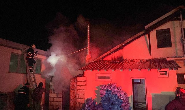 Mermer fabrikasında yangın çıktı