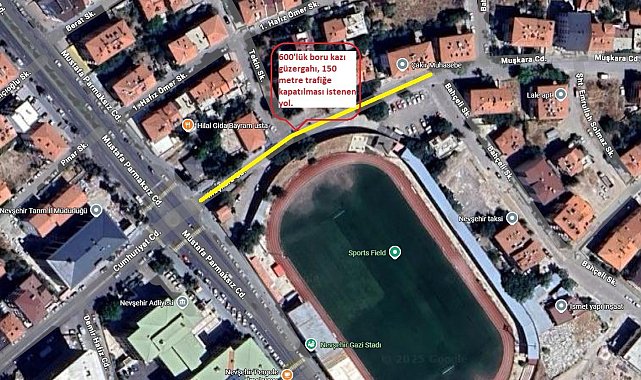 Nevşehir Bahçelievler Mahallesi'nde geçici trafik düzenlemesi