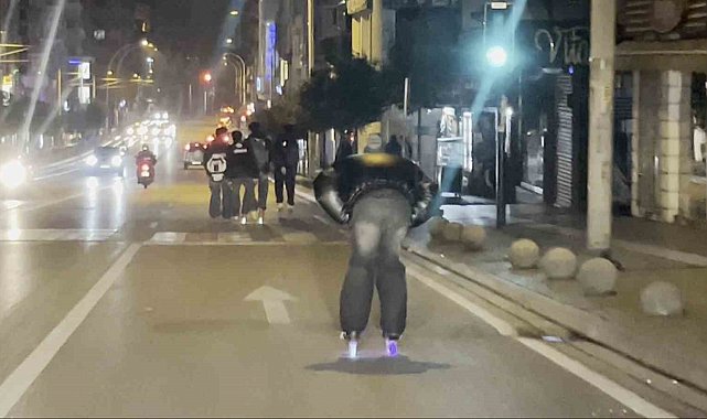 Bursa'da patenli gençlerin tehlikeli yolculuğu
