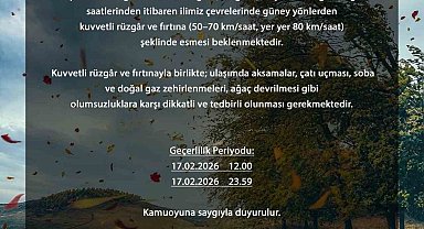 Bursa'da rüzgâr hızı 80 kilometreye çıkabilir