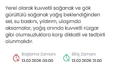 Denizli'ye kuvvetli sağanak ve gök gürültülü yağış uyarısı