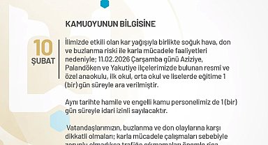 Erzurum'da eğitime bir gün ara verildi