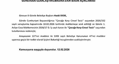 Görele Belediye Başkanı Dede, İçişleri Bakanlığınca görevden uzaklaştırıldı