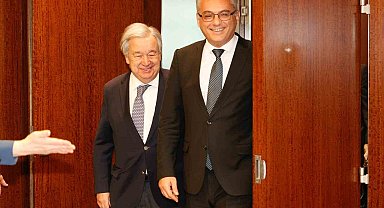 KKTC Cumhurbaşkanı Erhürman, BM Genel Sekreteri Guterres ile bir araya geldi