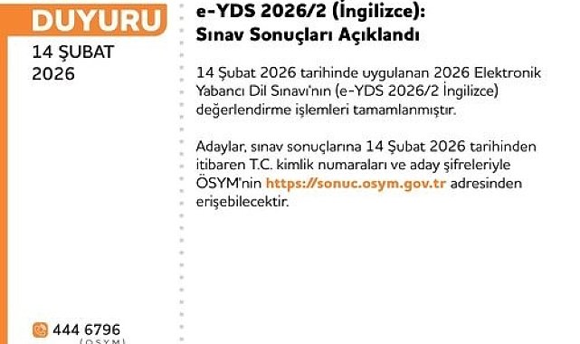 YDS 20262 sonuçları açıklandı