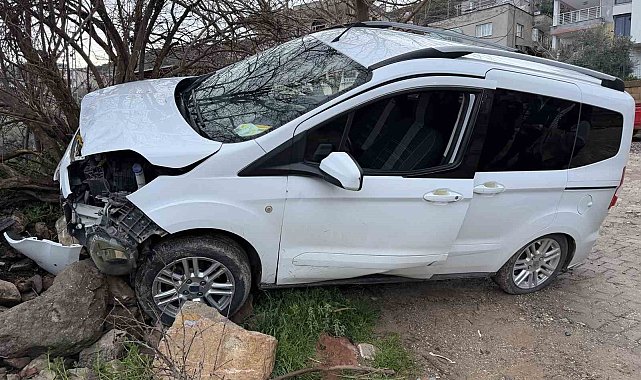 Freni boşalan hafif ticari araç ağaca çarptı: 1 yaralı