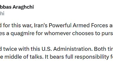 İran Dışişleri Bakanı Arakçi: "Akan kanın tüm sorumluluğu mevcut ABD yönetimine aittir"