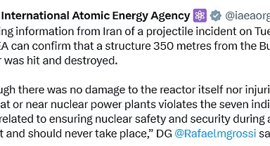 UAEA, İran'daki Buşehr Nükleer Santrali reaktörünün yakınına füze isabet ettiğini doğruladı