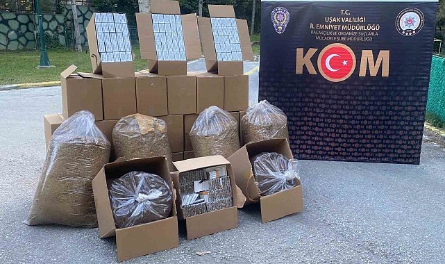 Uşak'ta çok sayıda kaçak makaron ve tütün ele geçirildi