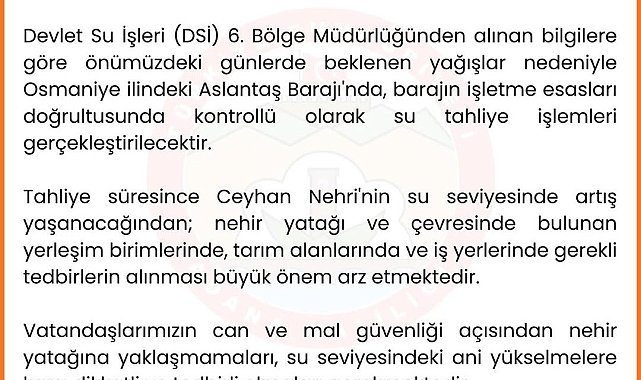 Adana Valiliğinden taşkın uyarısı