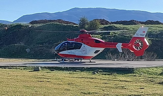 Ambulans helikopter kalp krizi geçiren hasta için havalandı
