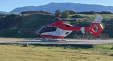 Ambulans helikopter kalp krizi geçiren hasta için havalandı
