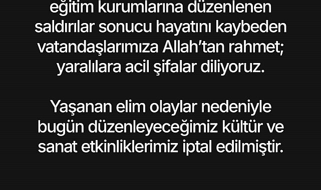Başkan Çerçioğlu, tüm etkinlikleri iptal etti