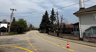 Çalıcuma Köyü'nde yol çizgi çalışmaları tamamlandı