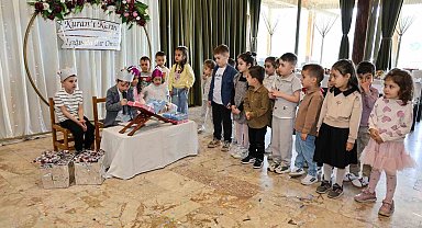 Çameli'de minik öğrencilerin Kur'an-ı Kerim'e geçiş heyecanı düzenlenen törenle taçlandı