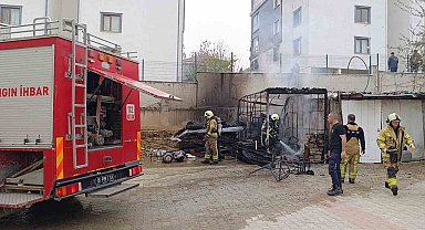 Depoda çıkan yangında tüp bomba gibi patladı