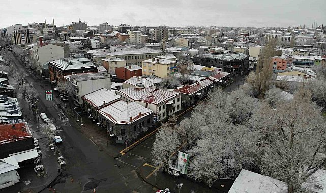 Kars'ta nisan ayında ağaçlar kırağı tuttu