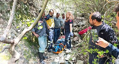 Ormanlık alanda uçurumdan düşen vatandaş yaralandı