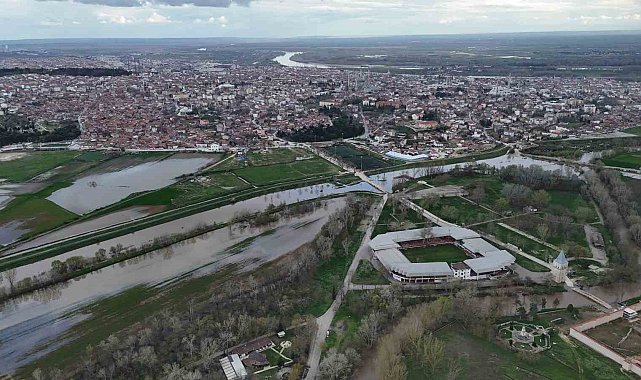 Tunca Nehri taştı, Sarayiçi havadan görüntülendi