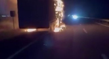 Diyarbakır'da seyir halindeki tır alevlere teslim oldu