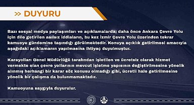 İzmir Çevre Yolu'nun ücretli hale getirileceği iddialarına yalanlama