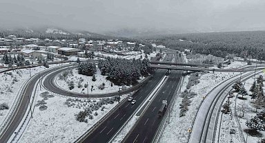 Kar yağışı sonrası beyaza bürünen alanlar dronla görüntülendi