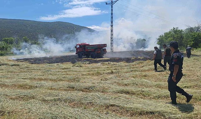 Anız yangını ormana sıçramadan söndürüldü