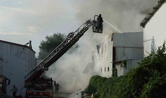 Bahçede çıkan yangın yedek parça deposuna sıçradı