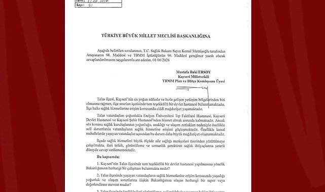 Baki Ersoy, Talas Devlet Hastanesi talebini meclis gündemine taşıdı