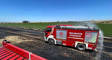 Bandırma'da anız ve ekili alanda çıkan yangın söndürüldü