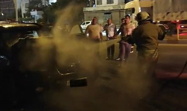 Belen'de otomobil yangını