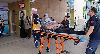 Bursa'da devrilen kamyonun sürücüsü yaralandı